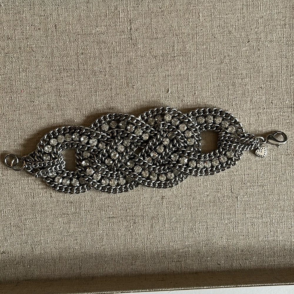 Stella & Dot Silver with Crystals Statement Bracelet